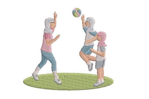 Review: Faceless Mother and Children Playing Embroidery